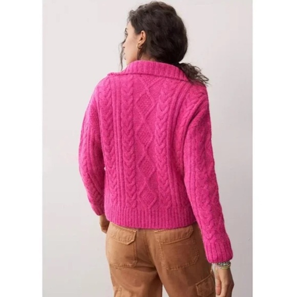 Anthropologie Fuchsia Cable Knit Women's Sweater - Picture 2 of 7